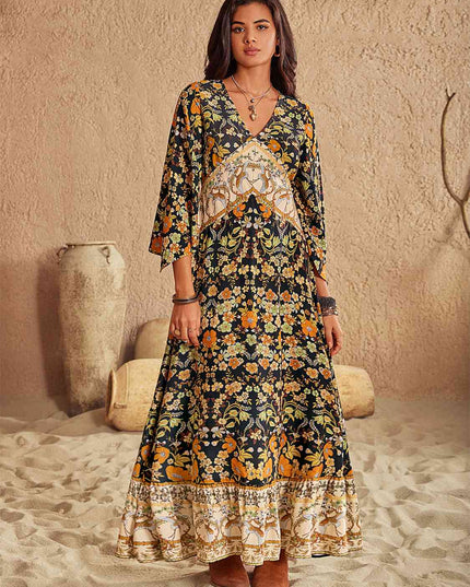 Floral V-Neck Midi Dress