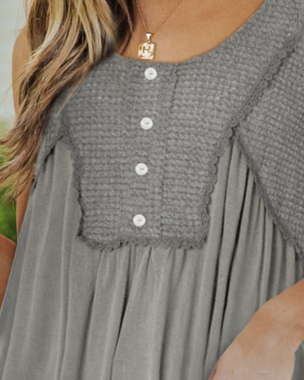 Decorative Button Scoop Neck Tank