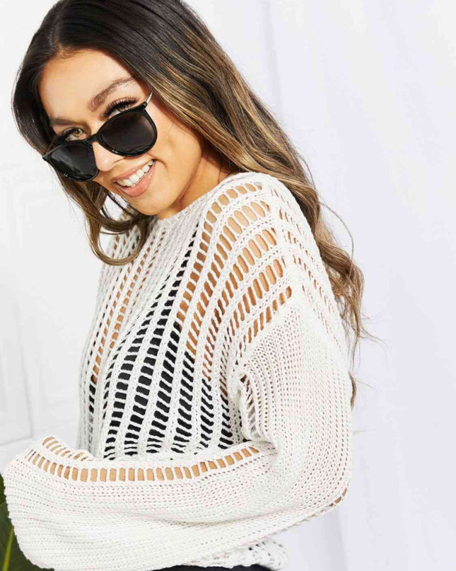 Long Sleeve Round Neck Openwork Cover-Up