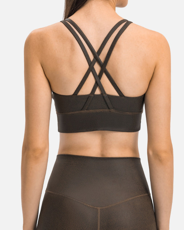 Crisscross Strappy Back Sports Bra