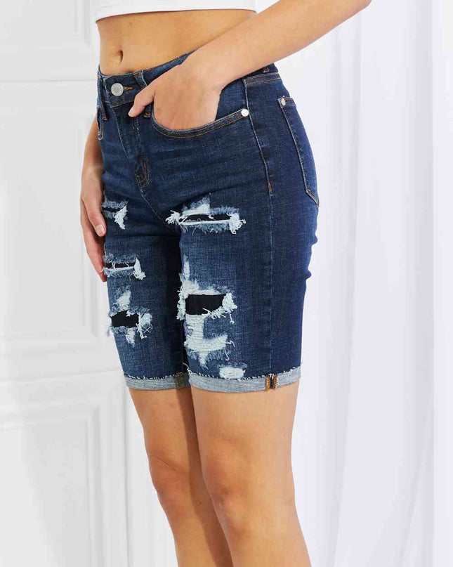 Judy Blue Lucy High Rise Patch Bermuda Shorts