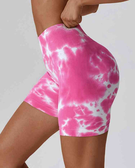 Tie Dye Wide Waistband Slim Fit Sports Shorts