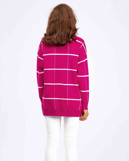 Plaid Button Down Drop Shoulder Cardigan