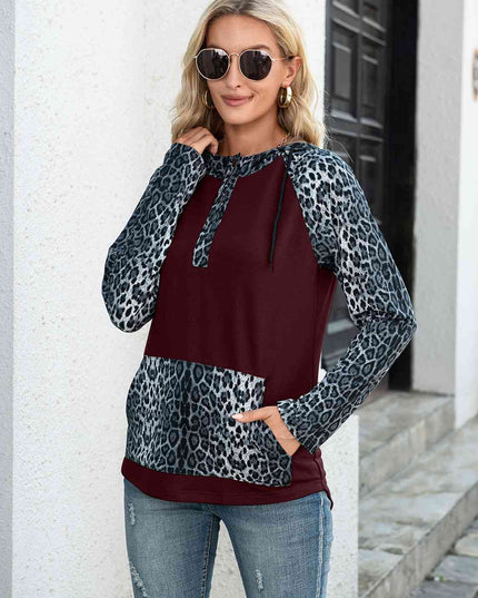 Leopard Raglan Sleeve Hoodie