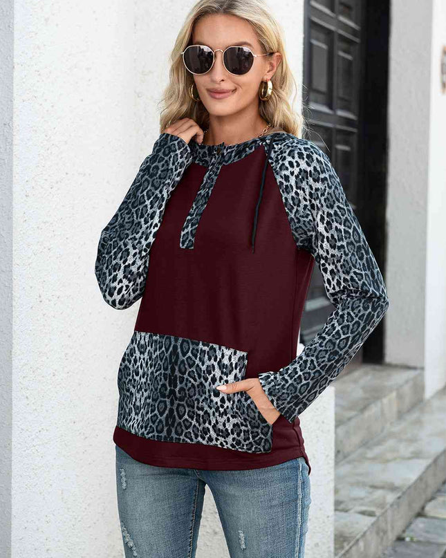 Leopard Raglan Sleeve Hoodie