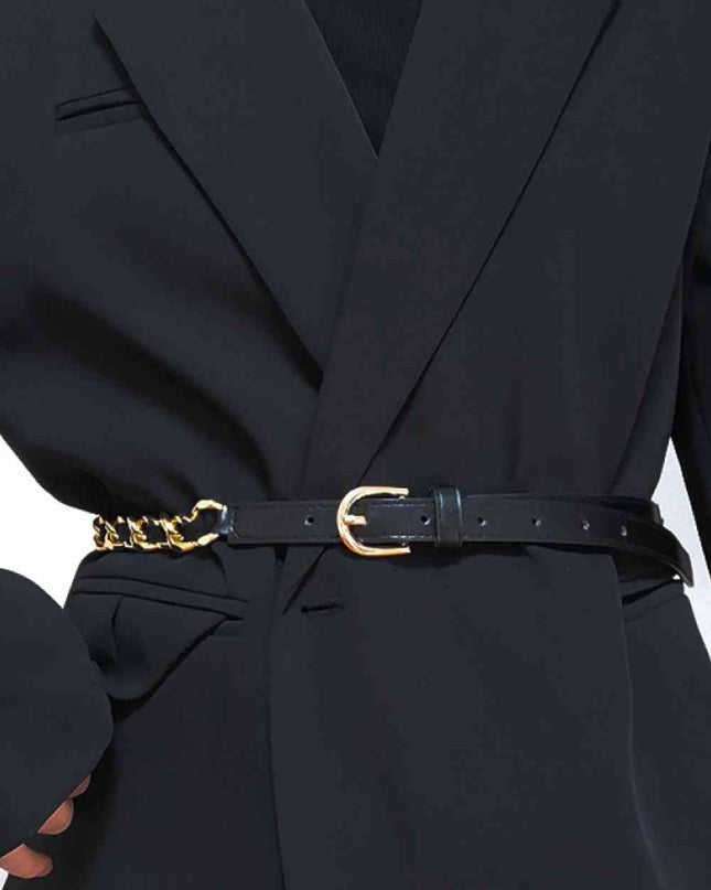 PU Chain Skinny Belt