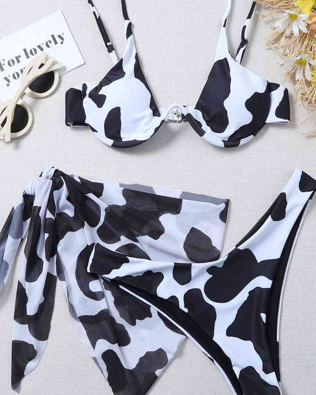 Animal Print Three-Piece Swim Set