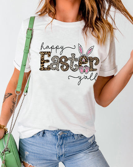 HAPPY EASTER Y'ALL Graphic Round Neck Tee