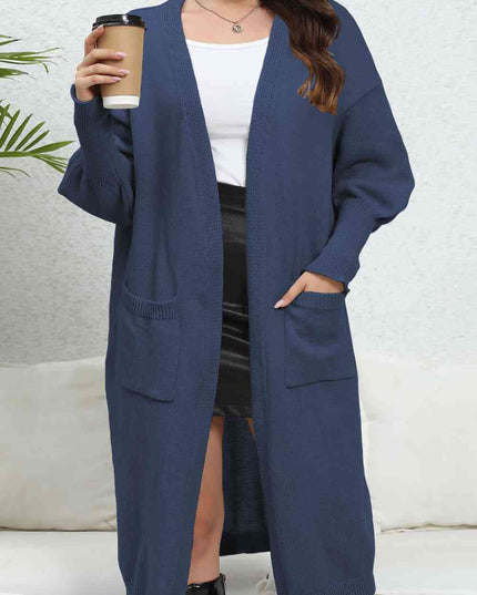 Open Front Dropped Shoulder Cardigan