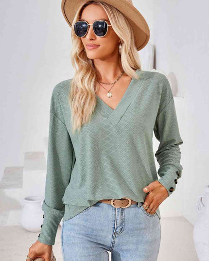 V-Neck Long Sleeve Blouse