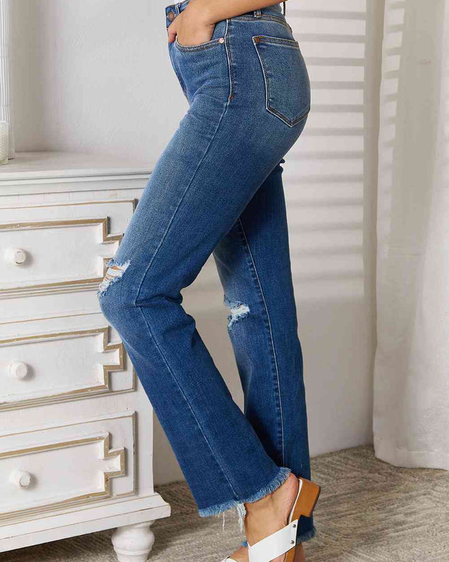 Judy Blue Full Size Distressed Raw Hem Jeans
