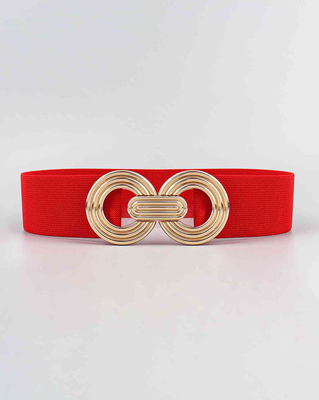 Geometric Buckle Elastic Wide Belt