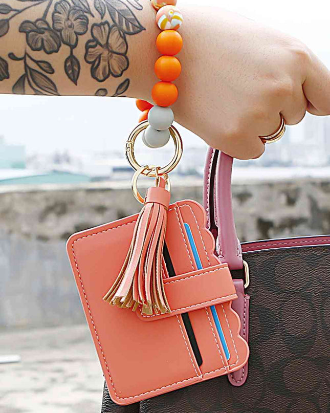 Beaded Tassel Keychain with Wallet