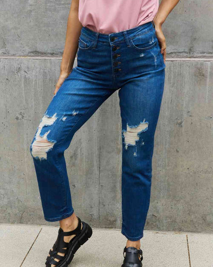 Judy Blue Melanie Full Size High Waisted Distressed Boyfriend Jeans
