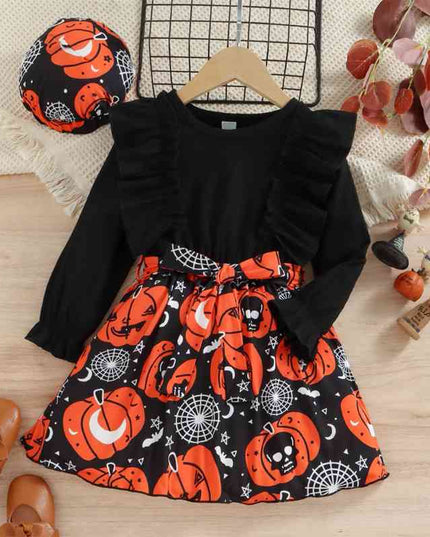Halloween Theme Bow Front Round Neck Dress