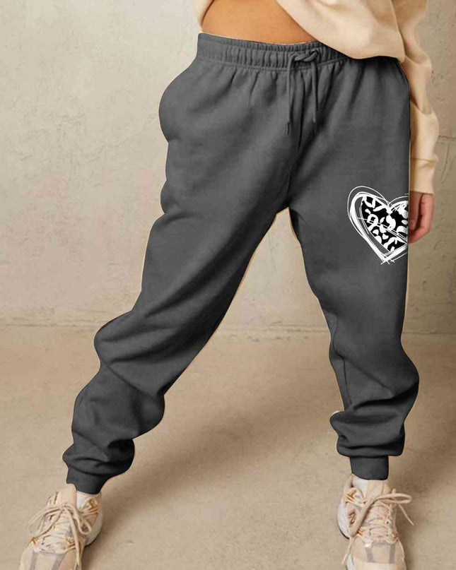 Simply Love Simply Love Full Size Drawstring Heart Graphic Long Sweatpants