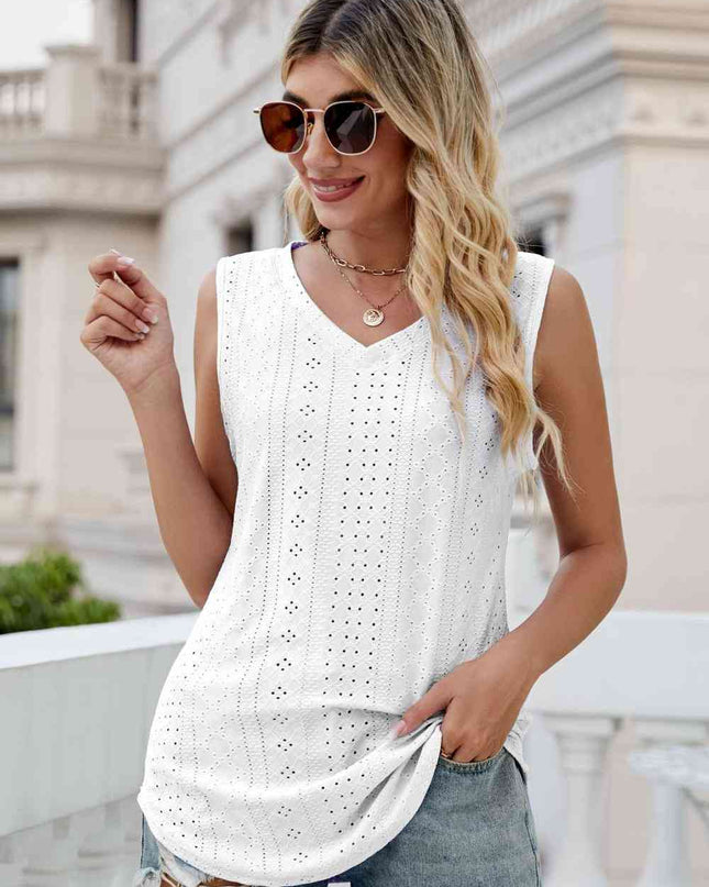 Eyelet V-Neck Tank