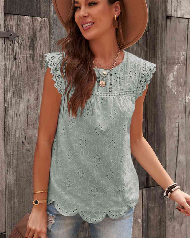 Sleeveless Eyelet Tank Top