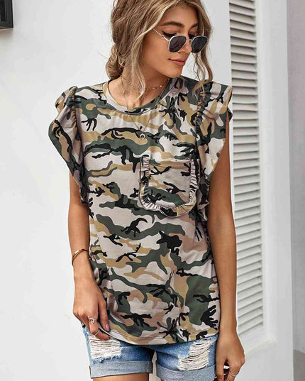 Camouflage Flutter Sleeve T-Shirt