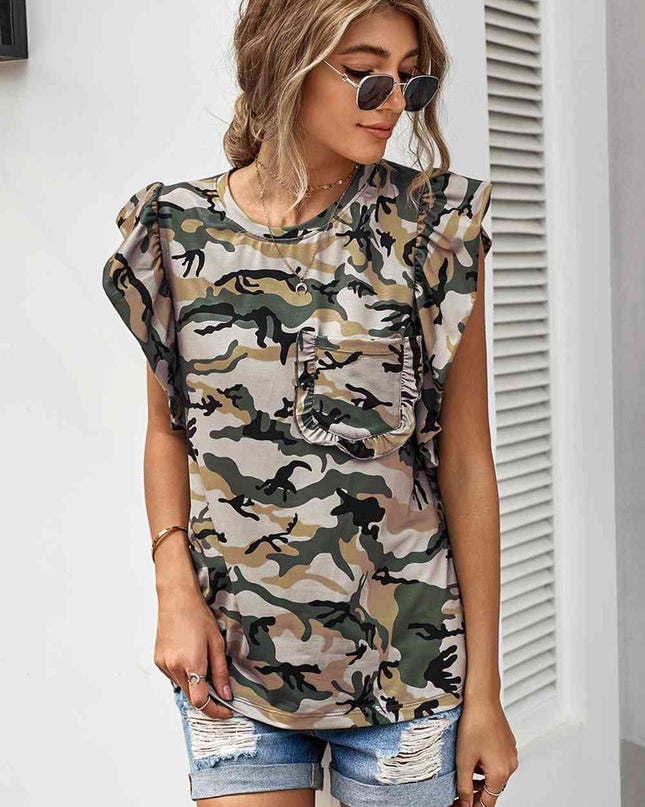 Camouflage Flutter Sleeve T-Shirt