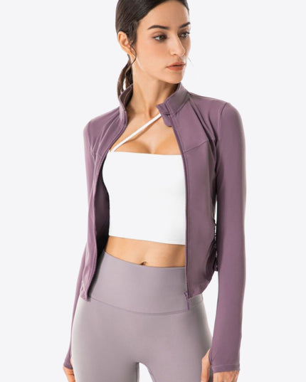 Side Drawstring Zip-Up Sports Jacket