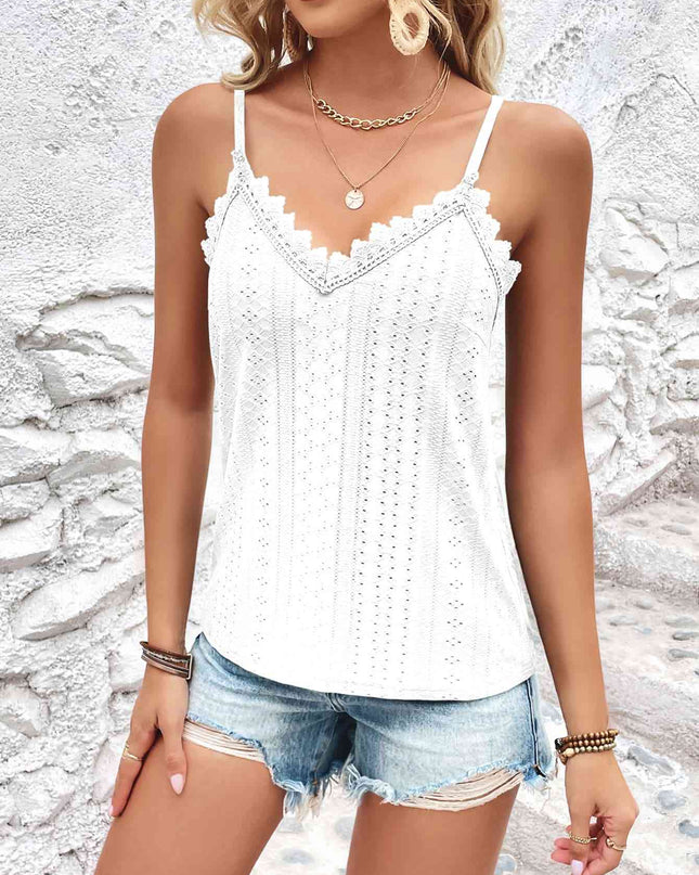 Eyelet Lace Trim V-Neck Cami