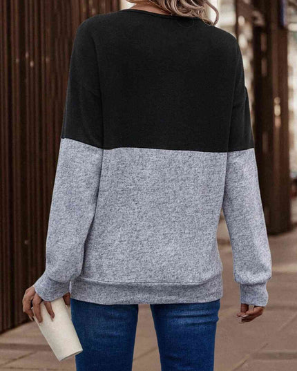 Two-Tone Crisscross Detail Sweatshirt