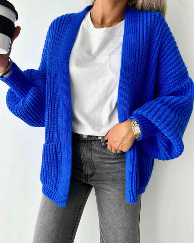 Open Front Dropped Shoulder Cardigan