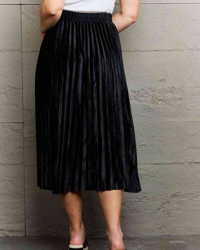 Ninexis Accordion Pleated Flowy Midi Skirt