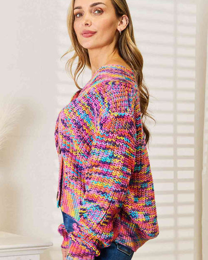 Woven Right V-Neck Long Sleeve Cardigan