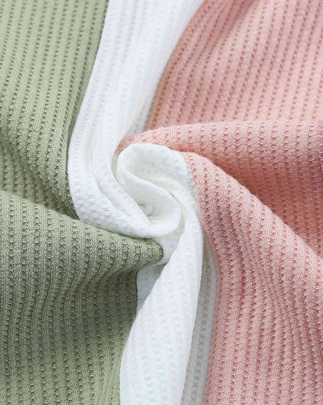 Multicolored Striped Waffle-Knit Sleeveless Tank