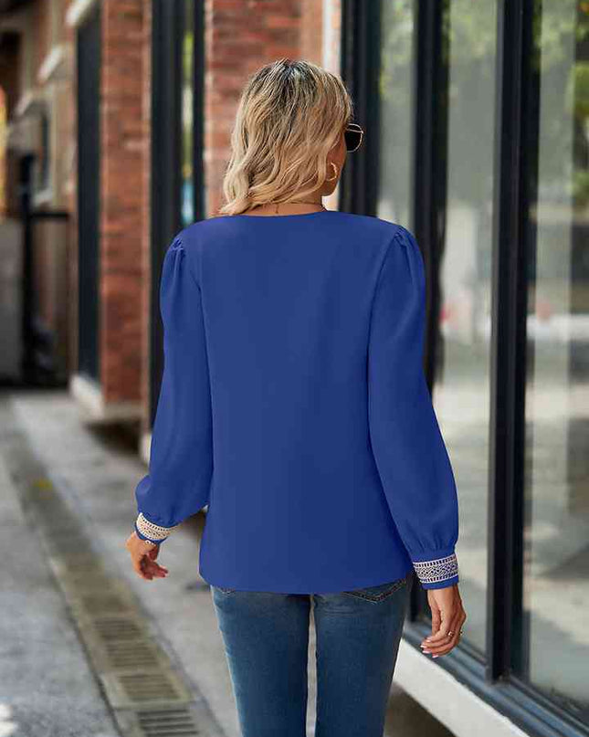V-Neck Long Sleeve Blouse