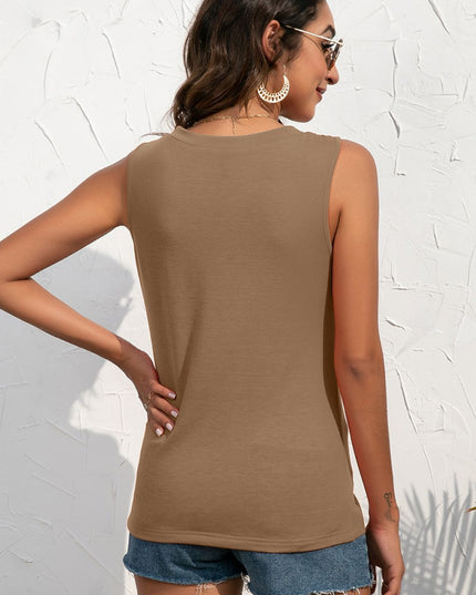 Buttoned Deep V Tank
