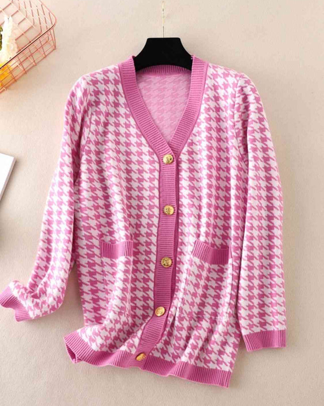 Houndstooth Button Down Cardigan