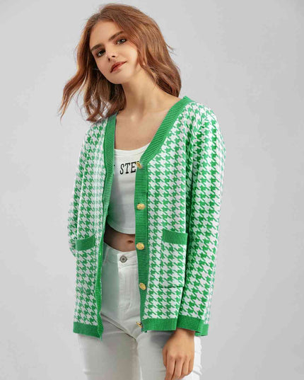 Houndstooth Button Down Cardigan