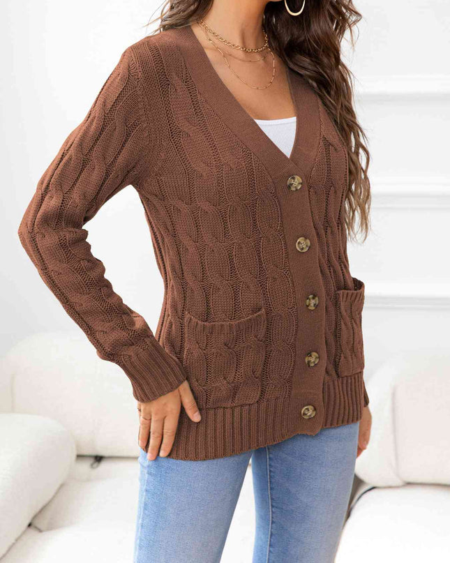 Button Down Cable-Knit Cardigan