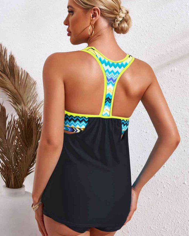 Chevron Stripe Racerback Swim Tank