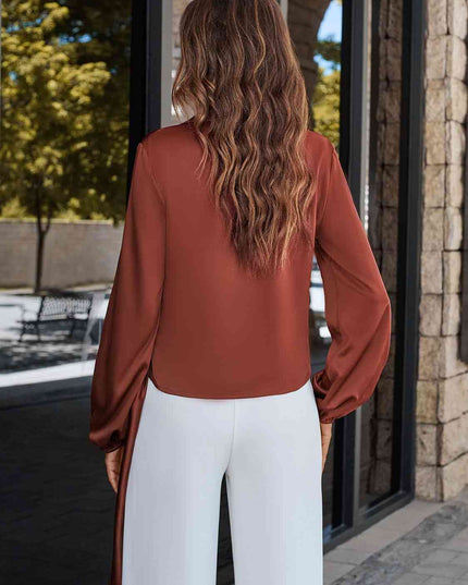Surplice Neck Long Sleeve Blouse