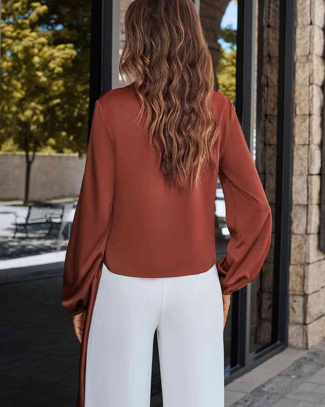 Surplice Neck Long Sleeve Blouse