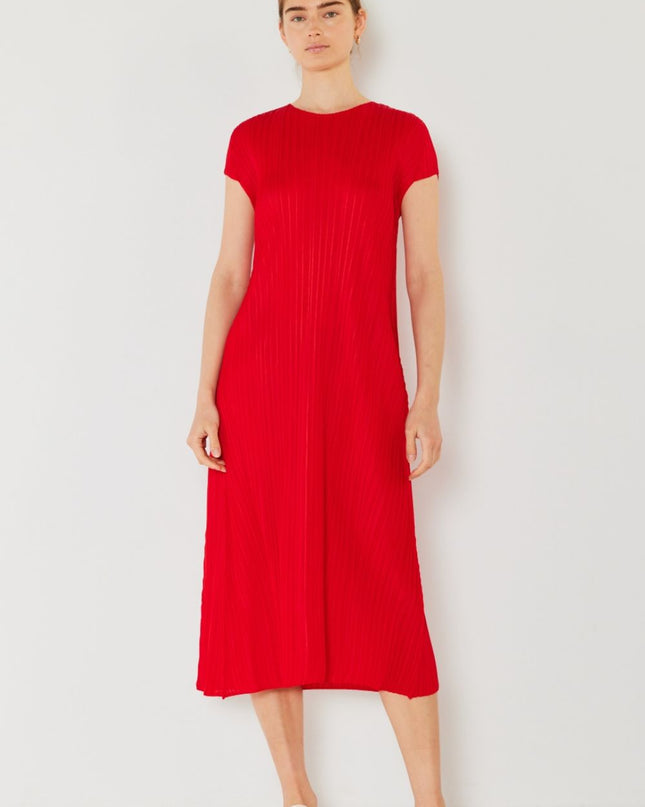 Marina West Swim Pleated Cap Sleeve A-Line Dress