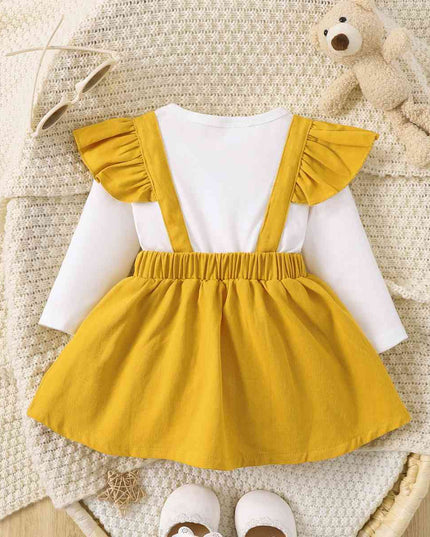 Bow Tie Skirt Bear Detail Round Neck Dress
