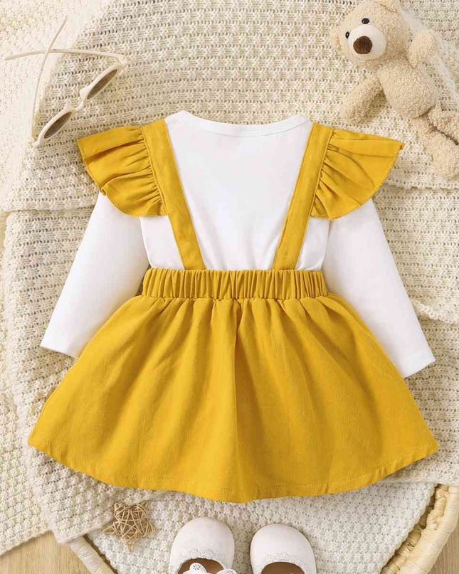 Bow Tie Skirt Bear Detail Round Neck Dress
