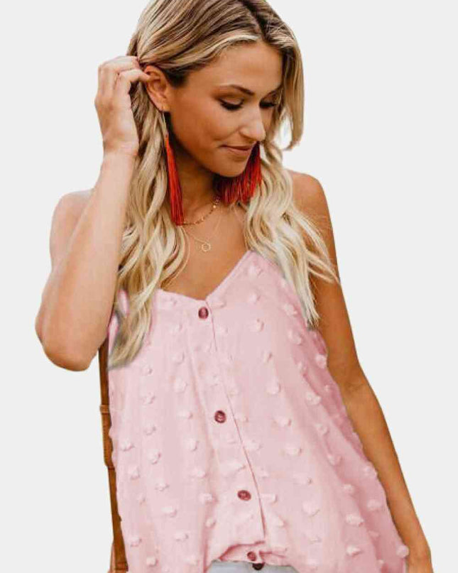 Swiss Dot V-Neck Buttoned Cami