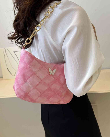 Butterfly Decor PU Leather Shoulder Bag