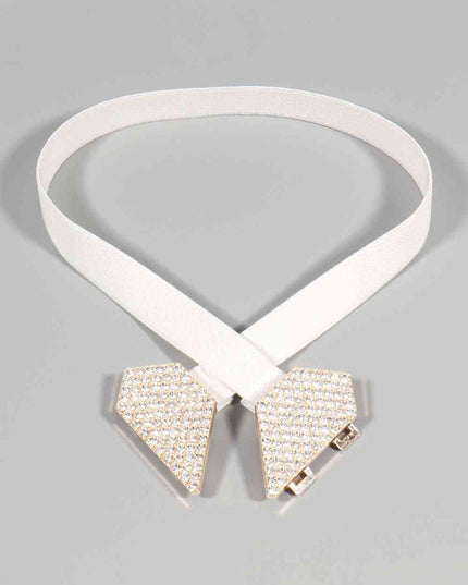 Rhinestone Heart Buckle Elastic Belt