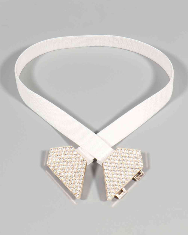 Rhinestone Heart Buckle Elastic Belt