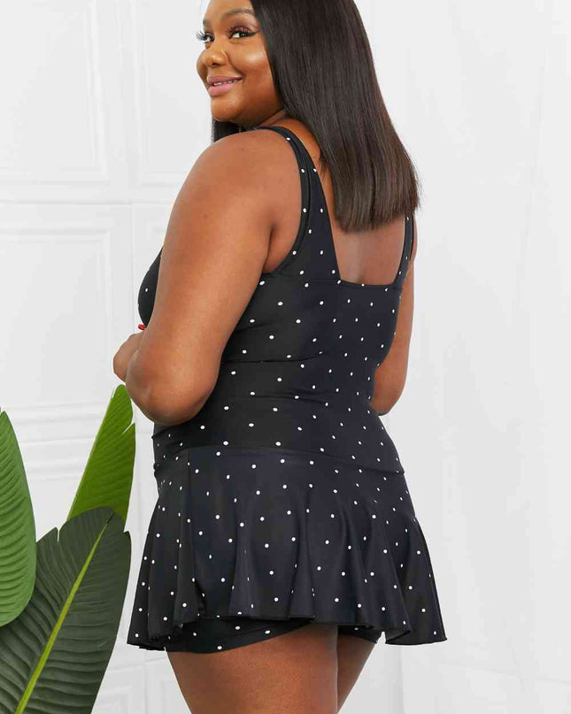 Marina West Swim Full Size Clear Waters Swim Dress in Black and White Polka Dot