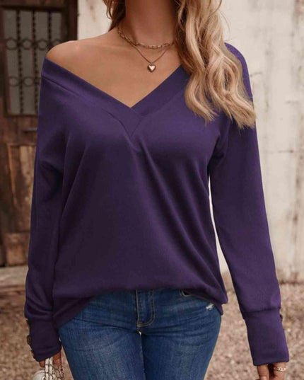 V-Neck Long Sleeve Top