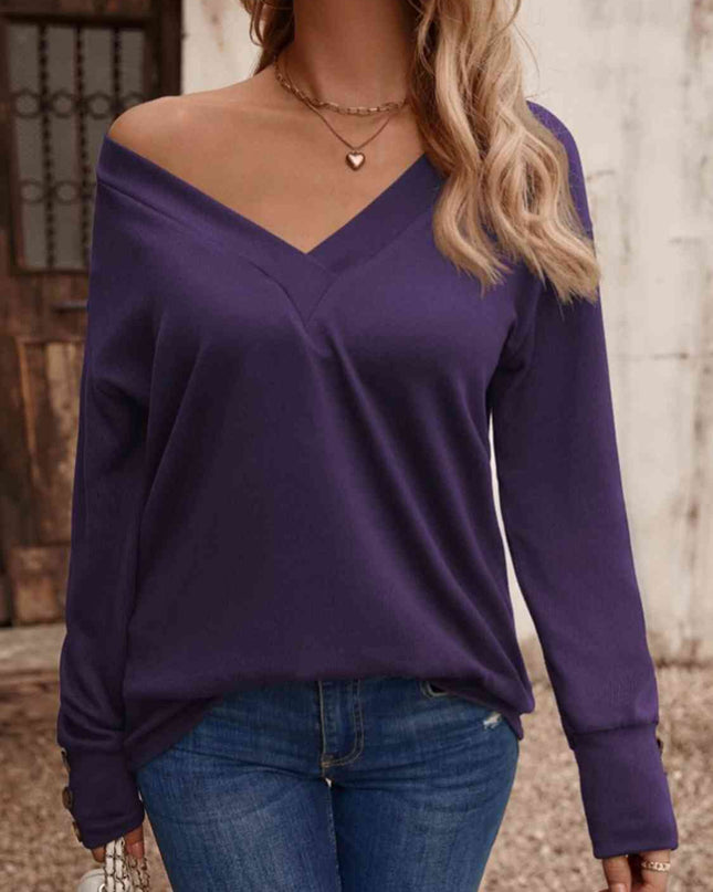 V-Neck Long Sleeve Top