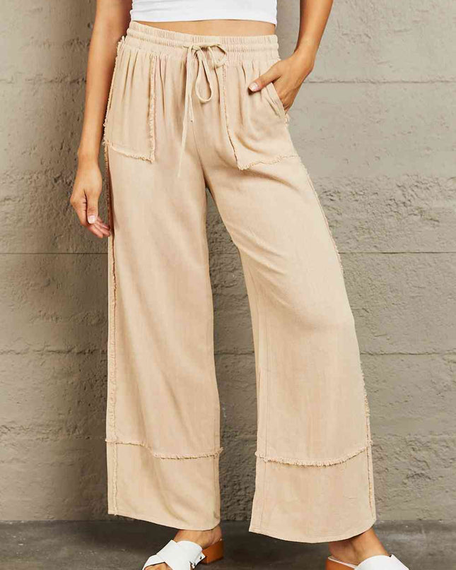 HEYSON Love Me Full Size Mineral Wash Wide Leg Pants
